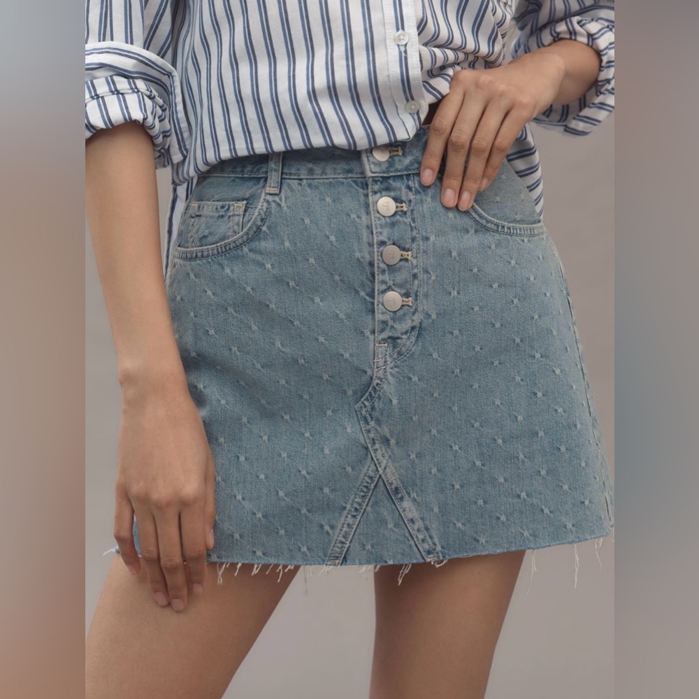 Pilcro Jacquard Denim Mini Skirt